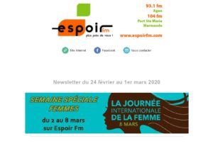 newsletter-espoir-fm-du-24-fevrier-au-1er-mars-2020