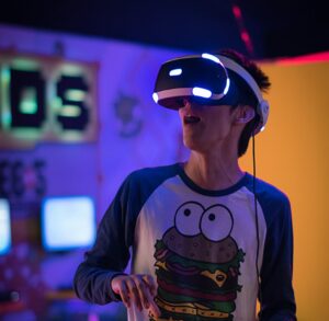 Espace interactif, casque de réalité virtuelle